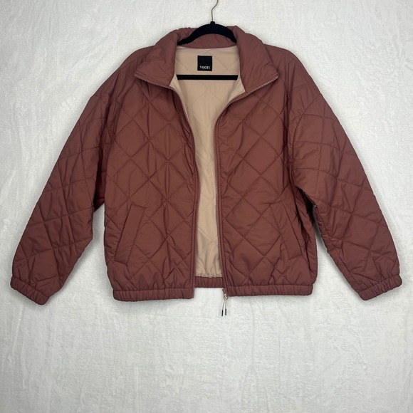 Vuori Echo Insulated Bomber Jacket Womens Terracotta Quilted Puffer sz M/L *Read - Picture 3 of 16